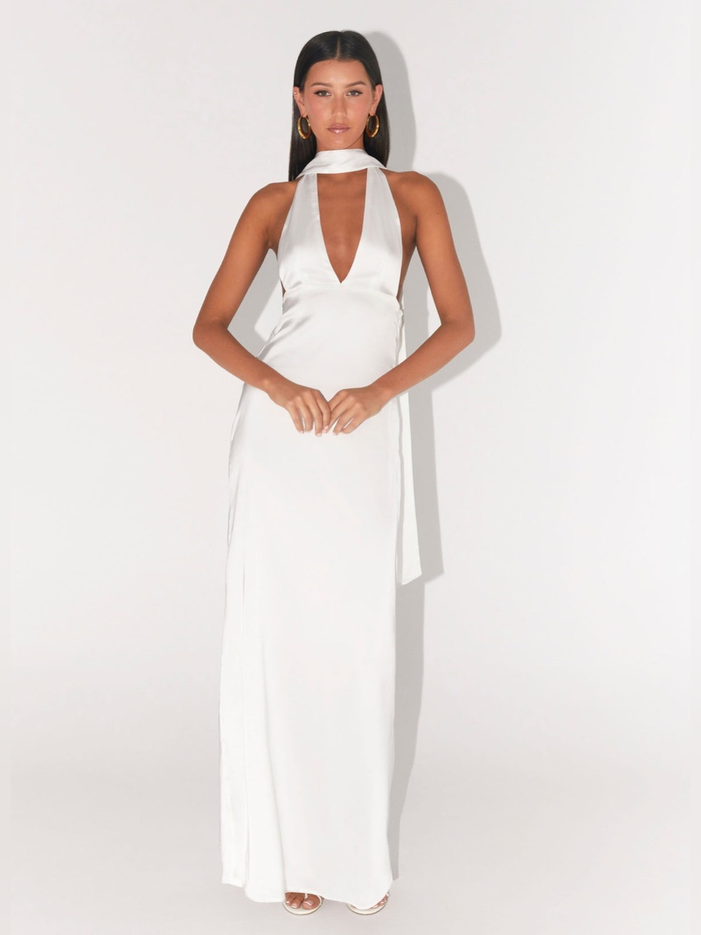 Peppermayo Alicia Satin Halter Maxi Dress